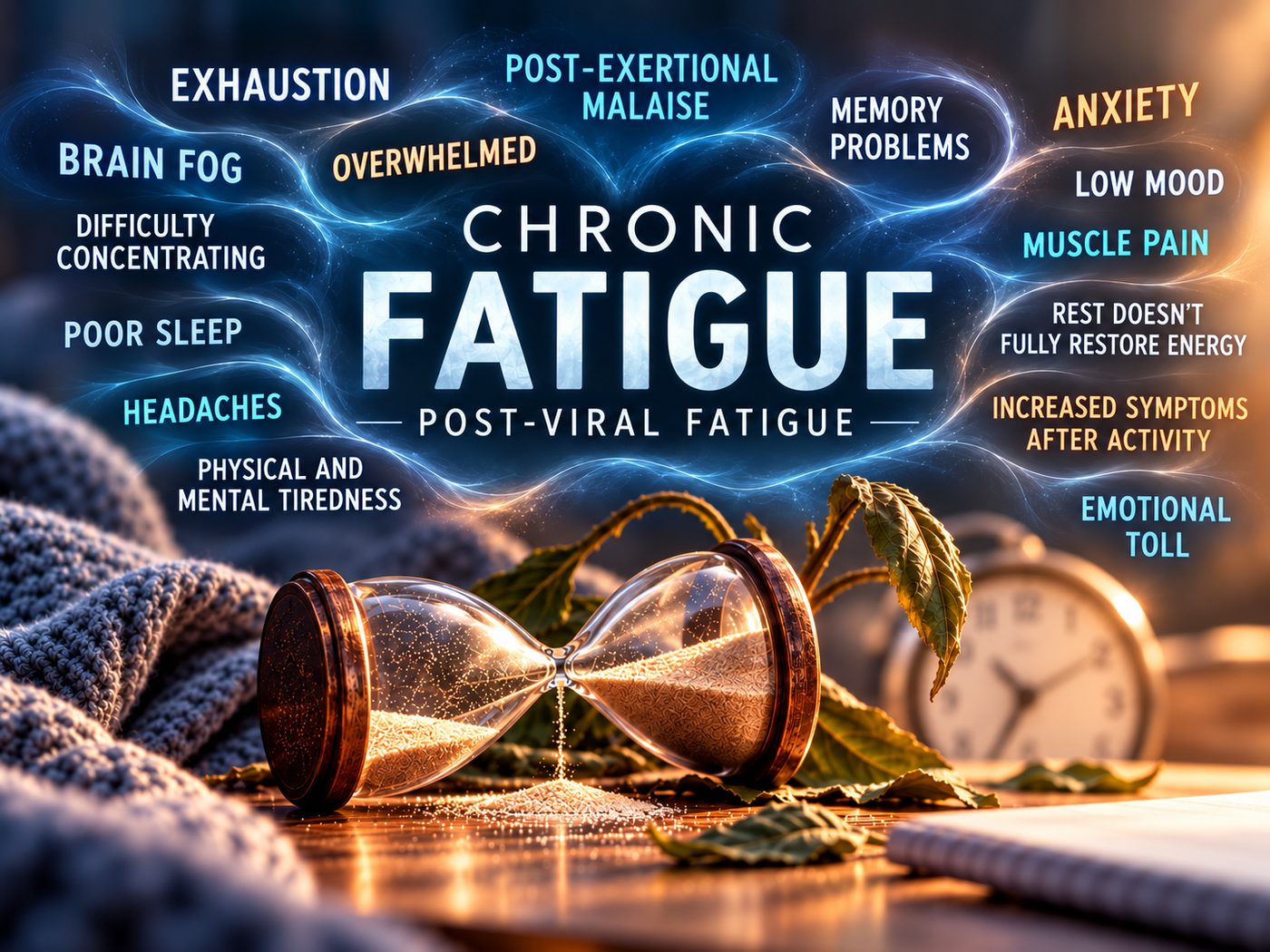 Chronic fatigue and post-viral fatigue, common symptoms at a glance.